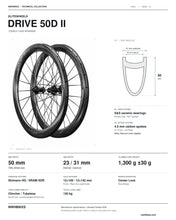 Load image into Gallery viewer, Elitewheels Drive 50D II technical specifications and wheelset overview