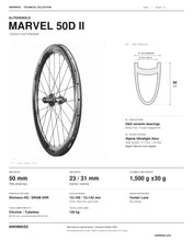 Load image into Gallery viewer, Elitewheels Marvel 50D II technical specifications and wheelset overview